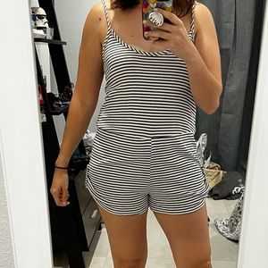 LA Hearts Striped spaghetti strap romper